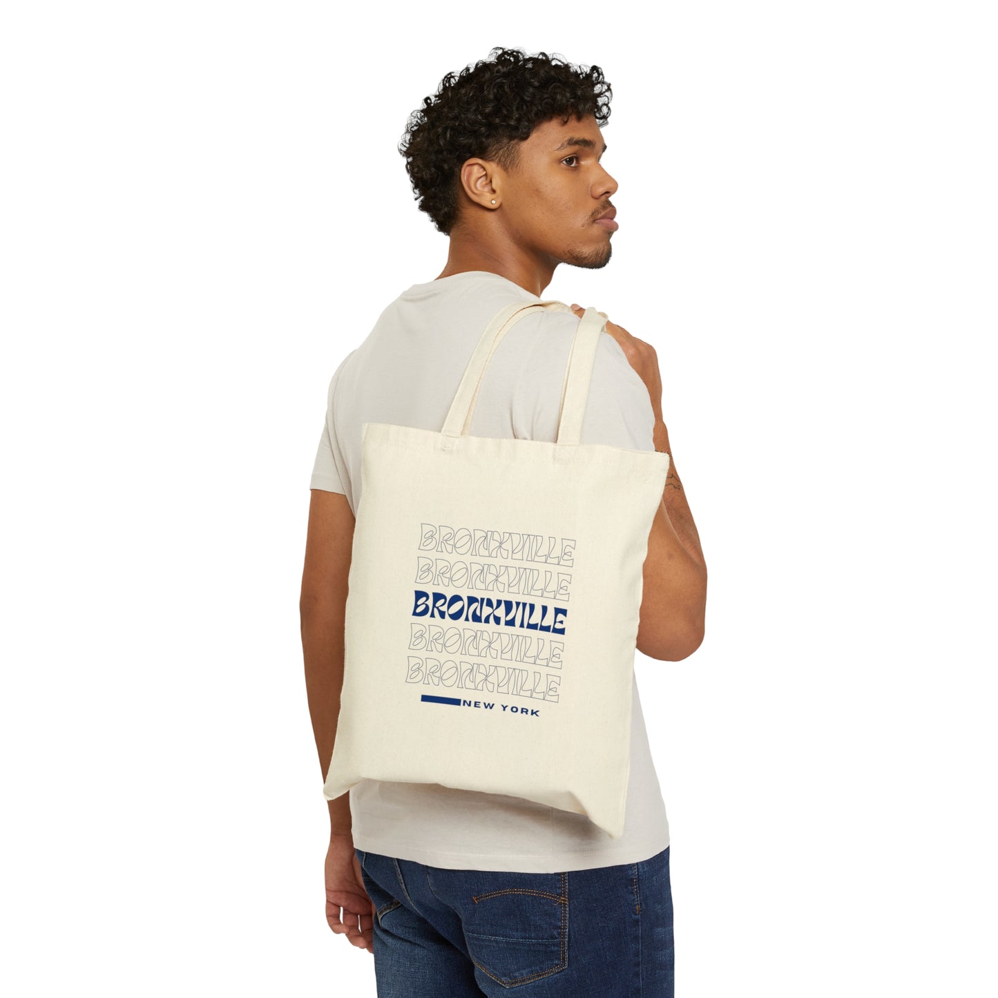 Bronxville Cotton Canvas Tote Bag-Navy
