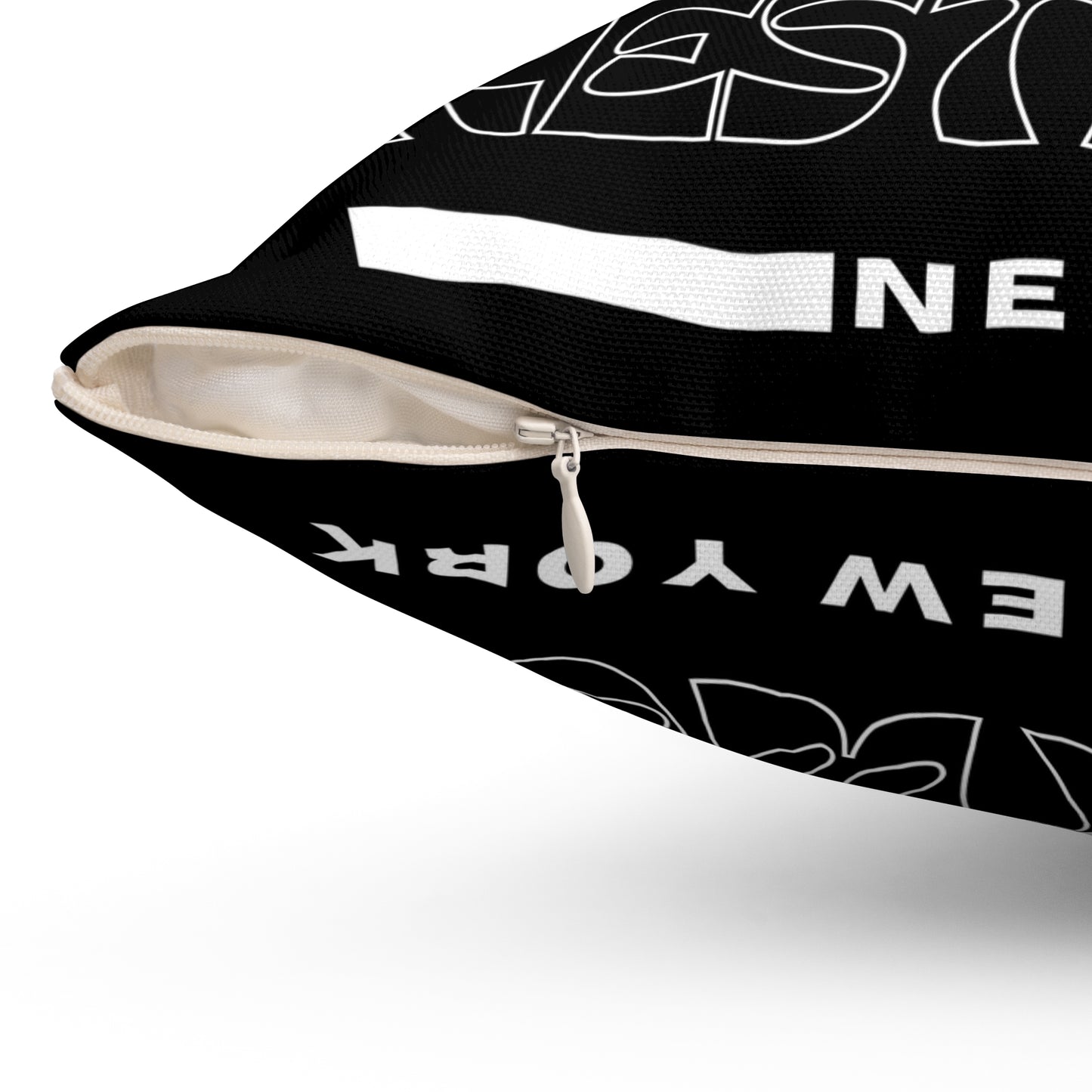 Black & White Spun Polyester Square Pillow