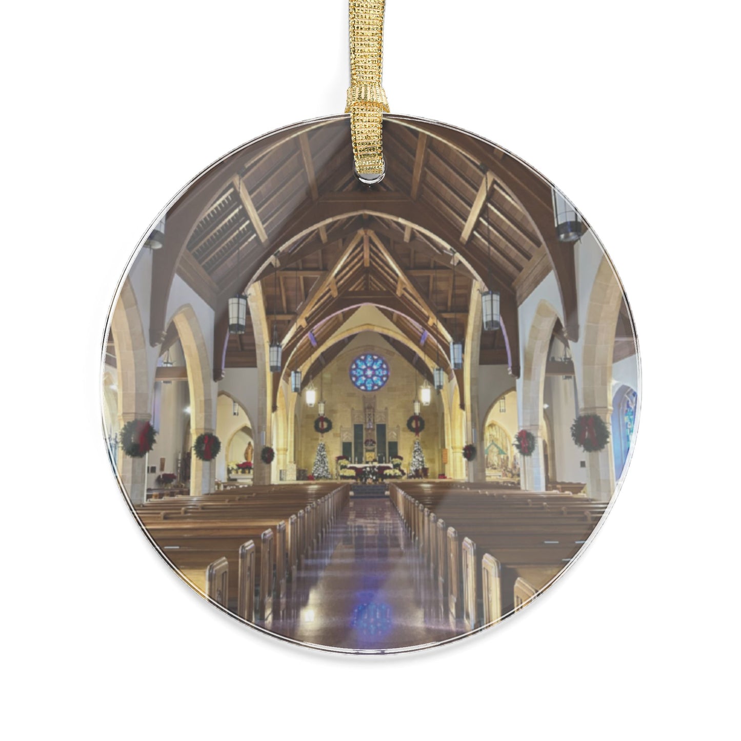 Annunciation Church Interior at Christmas Ornament