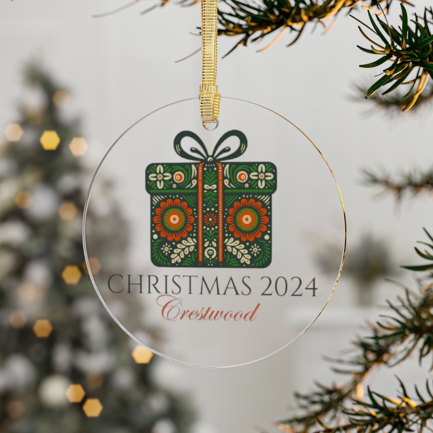 Crestwood Present Acrylic Ornament - 2024