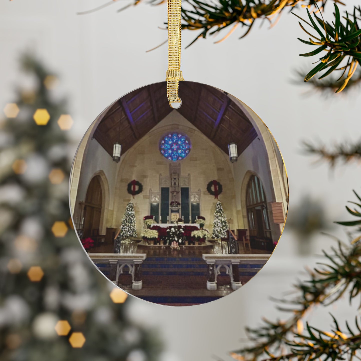 Annunciation Church Altar at Christmas Ornament
