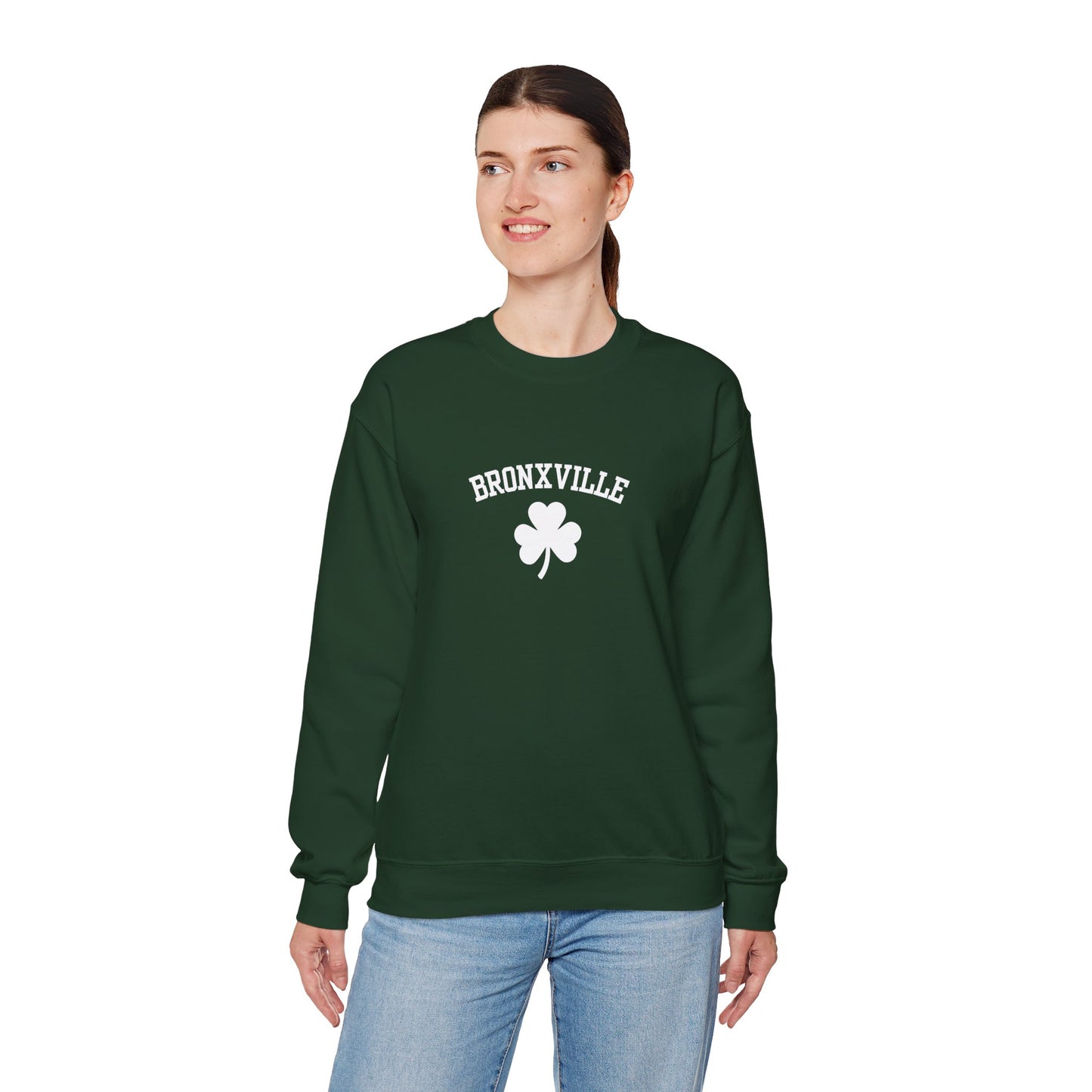 Bronxville White Shamrock Unisex Heavy Blend™ Crewneck Sweatshirt