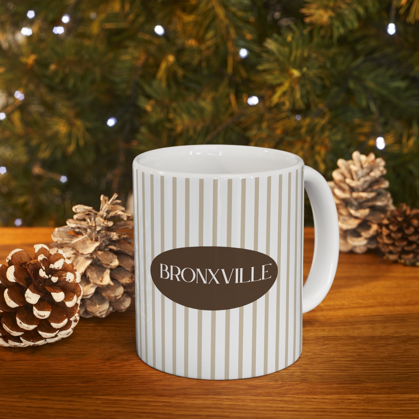 Bronxville Brown Pinstriped Ceramic Mug 11oz