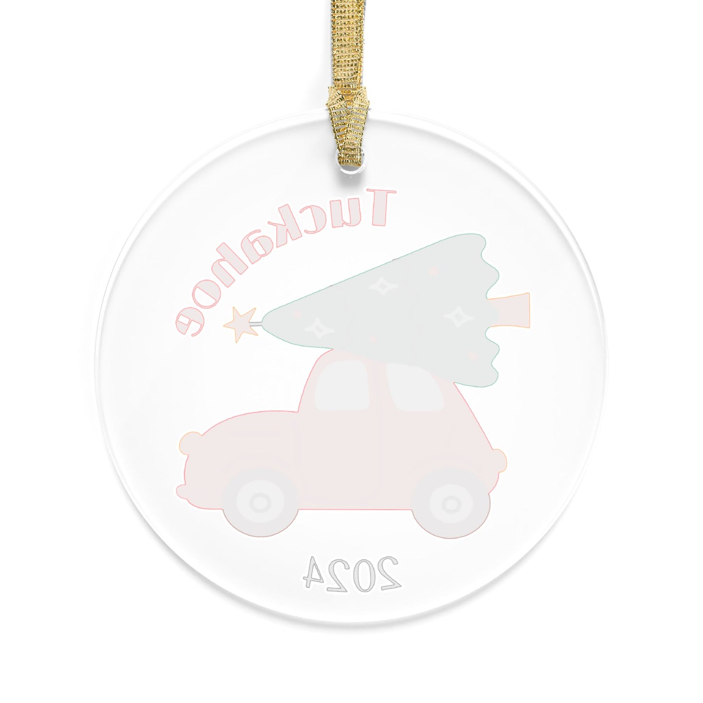 Tuckahoe Red Car and Tree Acrylic Ornament - 2024