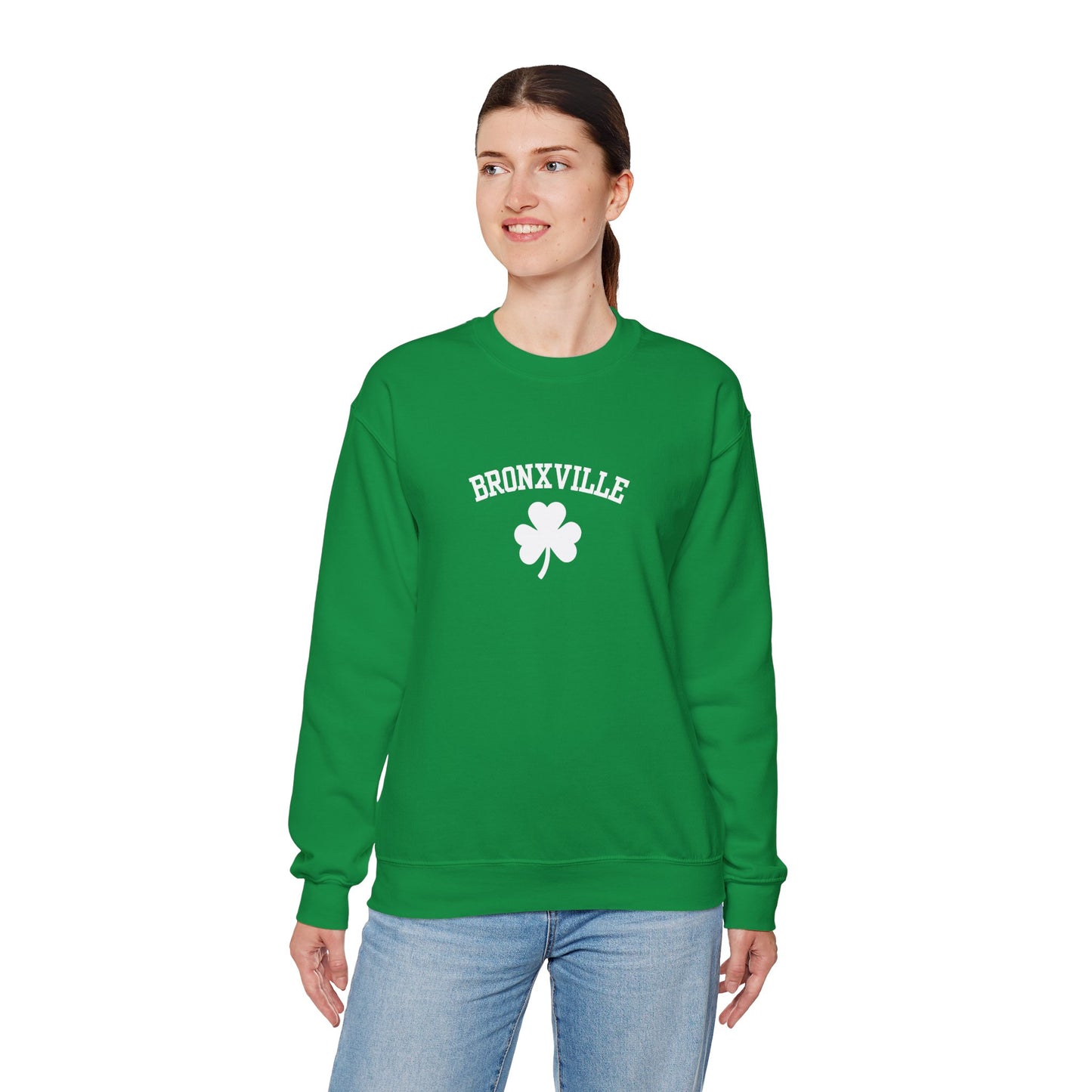 Bronxville White Shamrock Unisex Heavy Blend™ Crewneck Sweatshirt