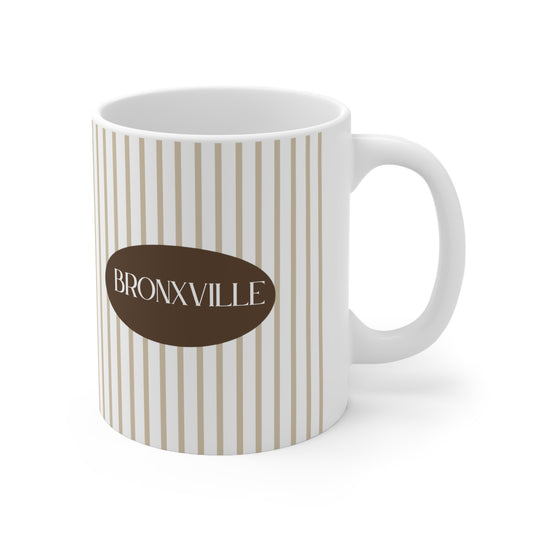 Bronxville Brown Pinstriped Ceramic Mug 11oz