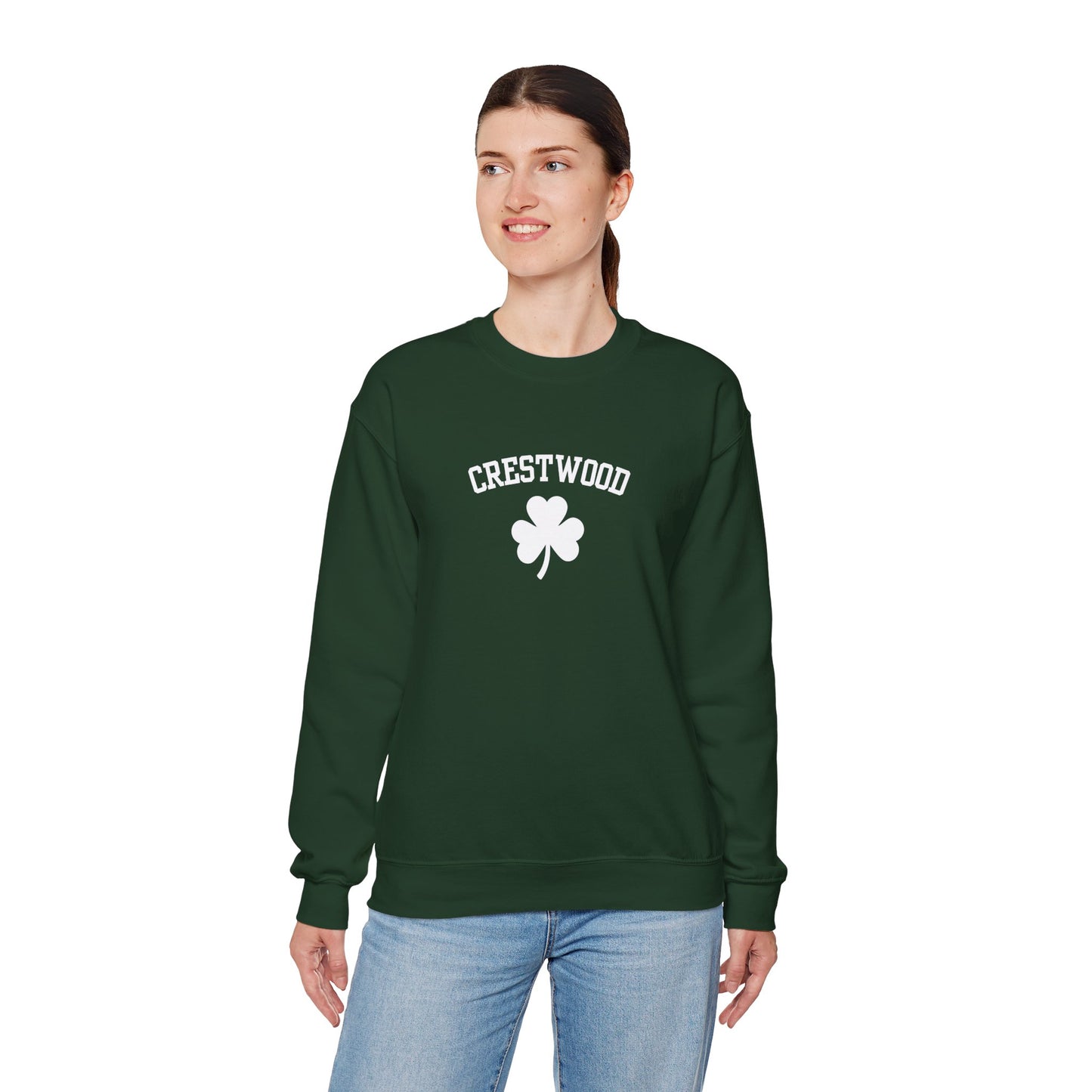 Crestwood White Shamrock Unisex Heavy Blend™ Crewneck Sweatshirt