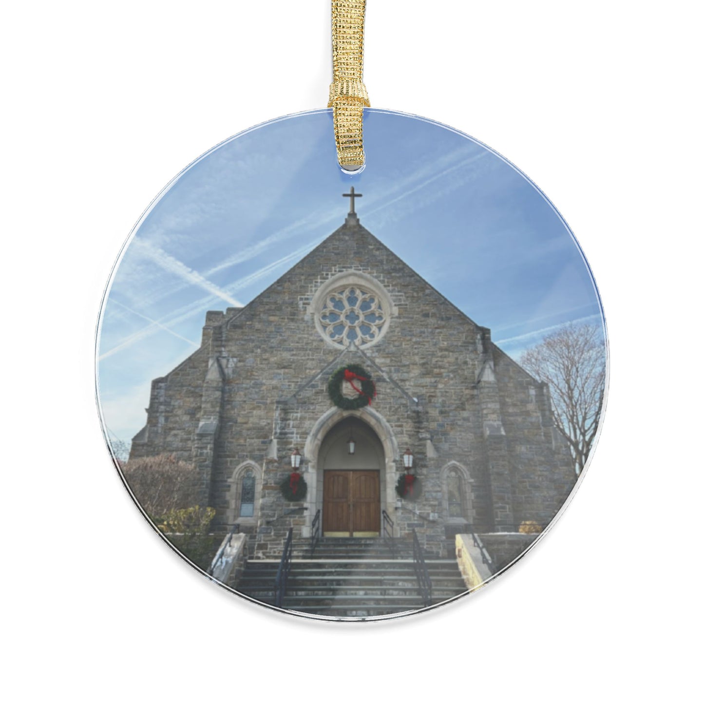 Annunciation Church Exterior at Christmas Ornament