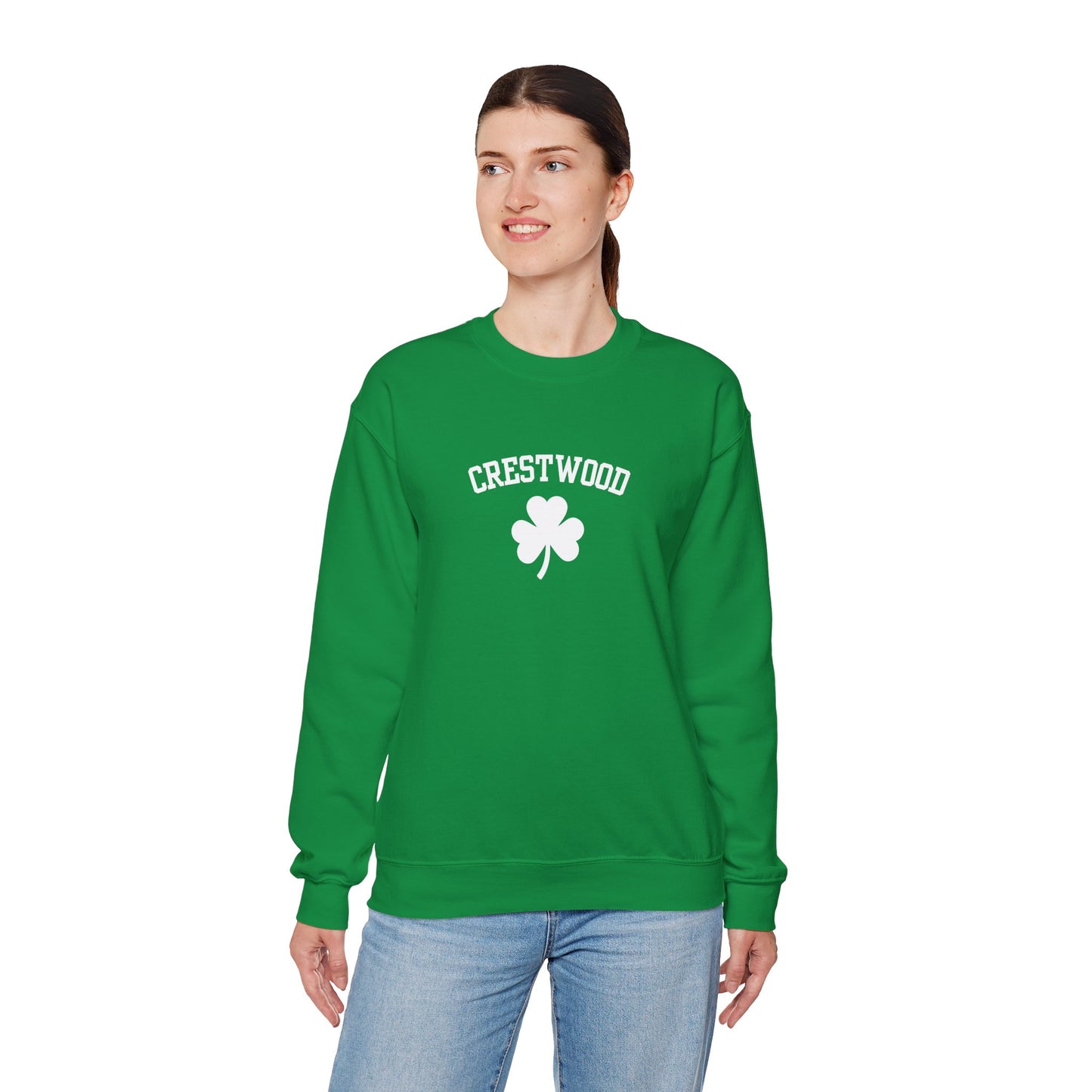 Crestwood White Shamrock Unisex Heavy Blend™ Crewneck Sweatshirt